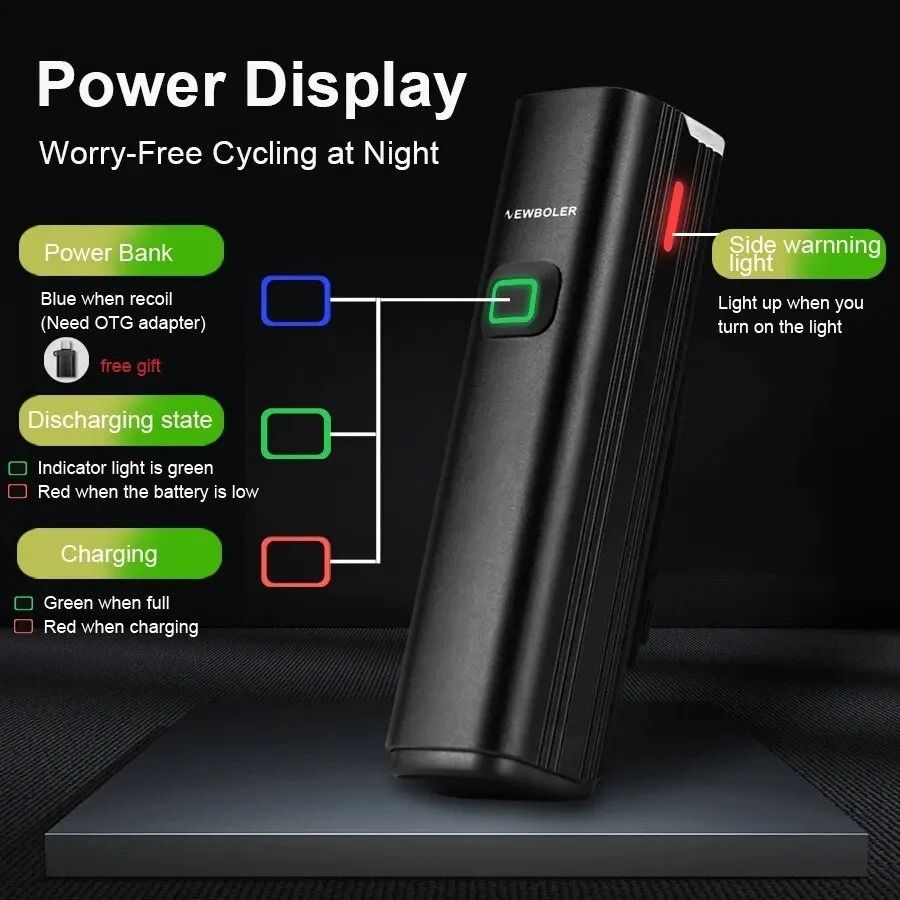 Rechargeable 1000 Lumen Bicycle Light Set With Front And Rear Rainproof Headlights 3