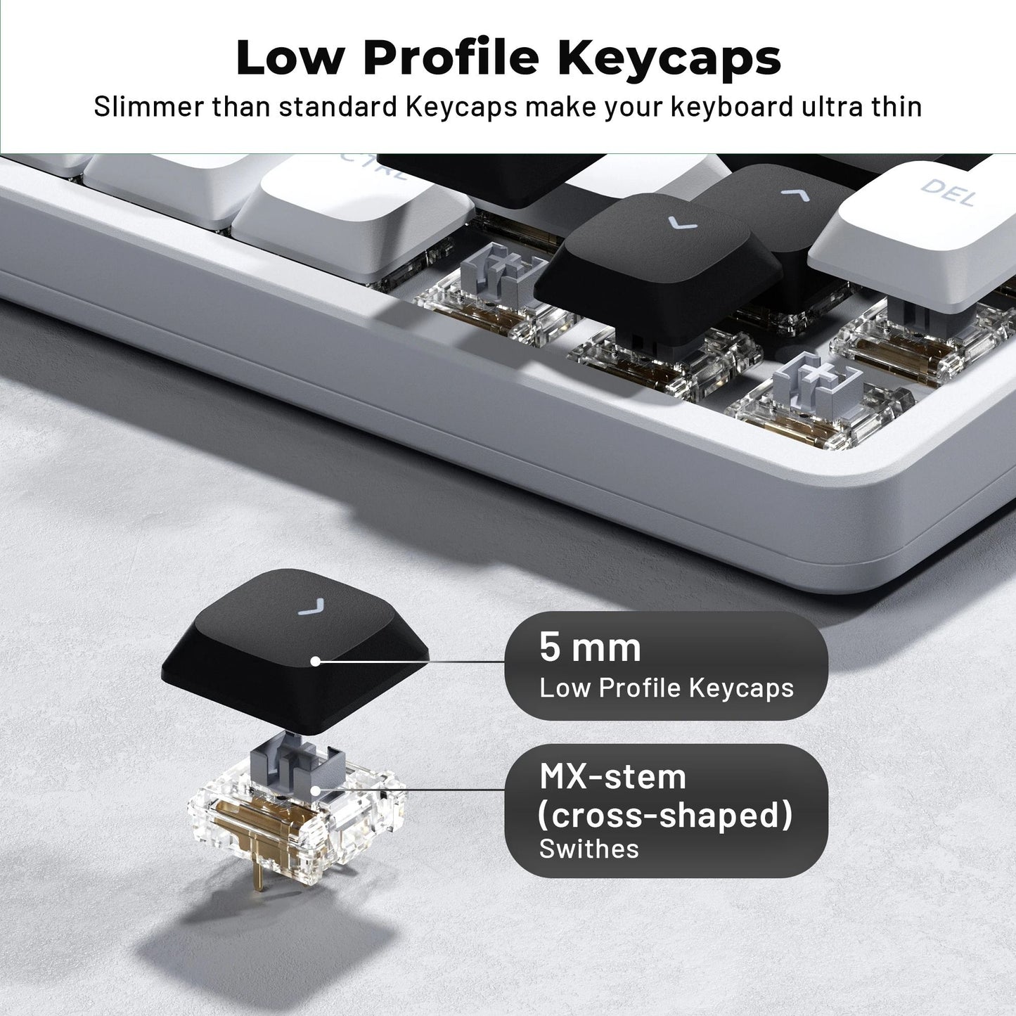 Low Profile Double Shot PBT Keycaps With Shine Through Design For Mechanical Keyboards 2
