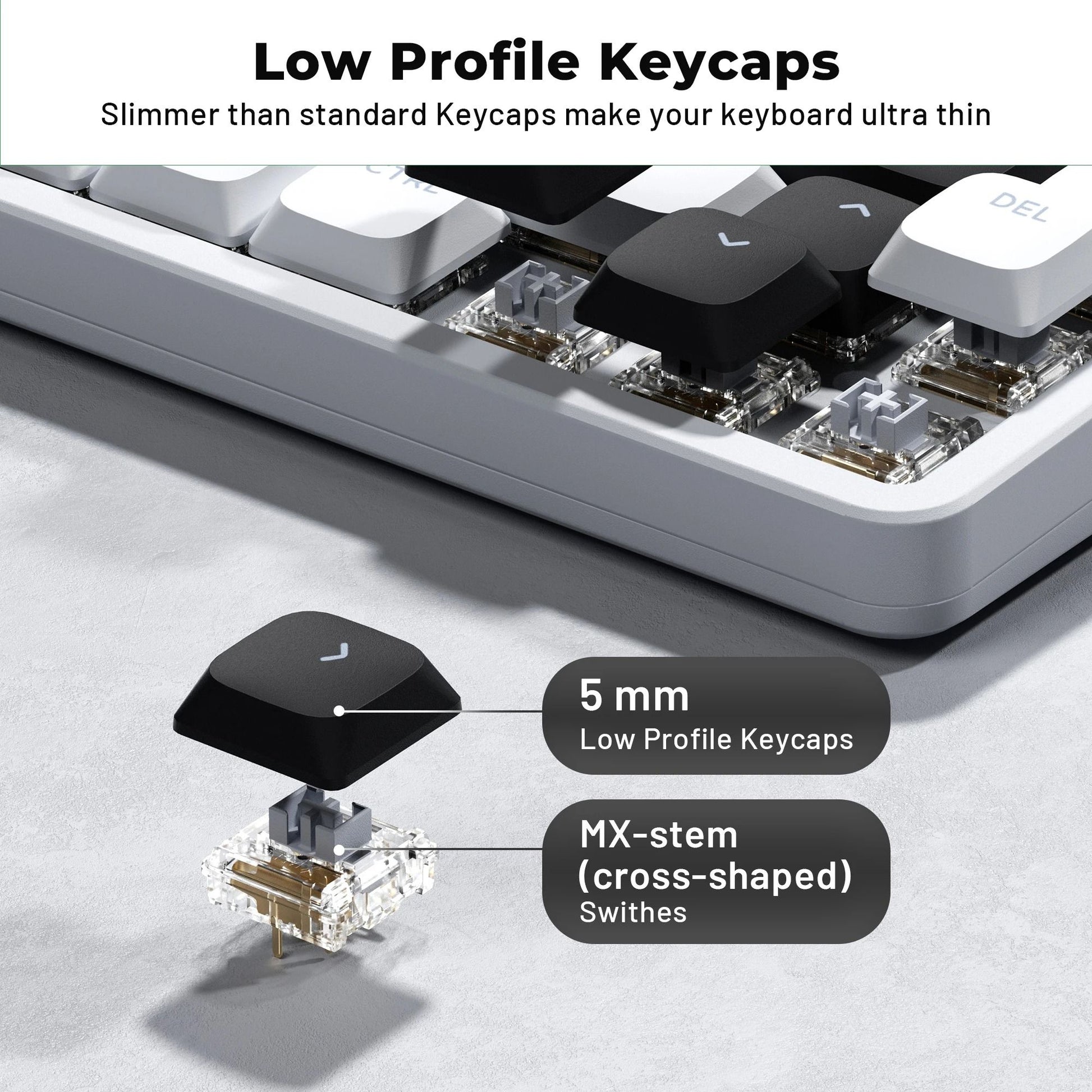 Low Profile Double Shot PBT Keycaps With Shine Through Design For Mechanical Keyboards 2