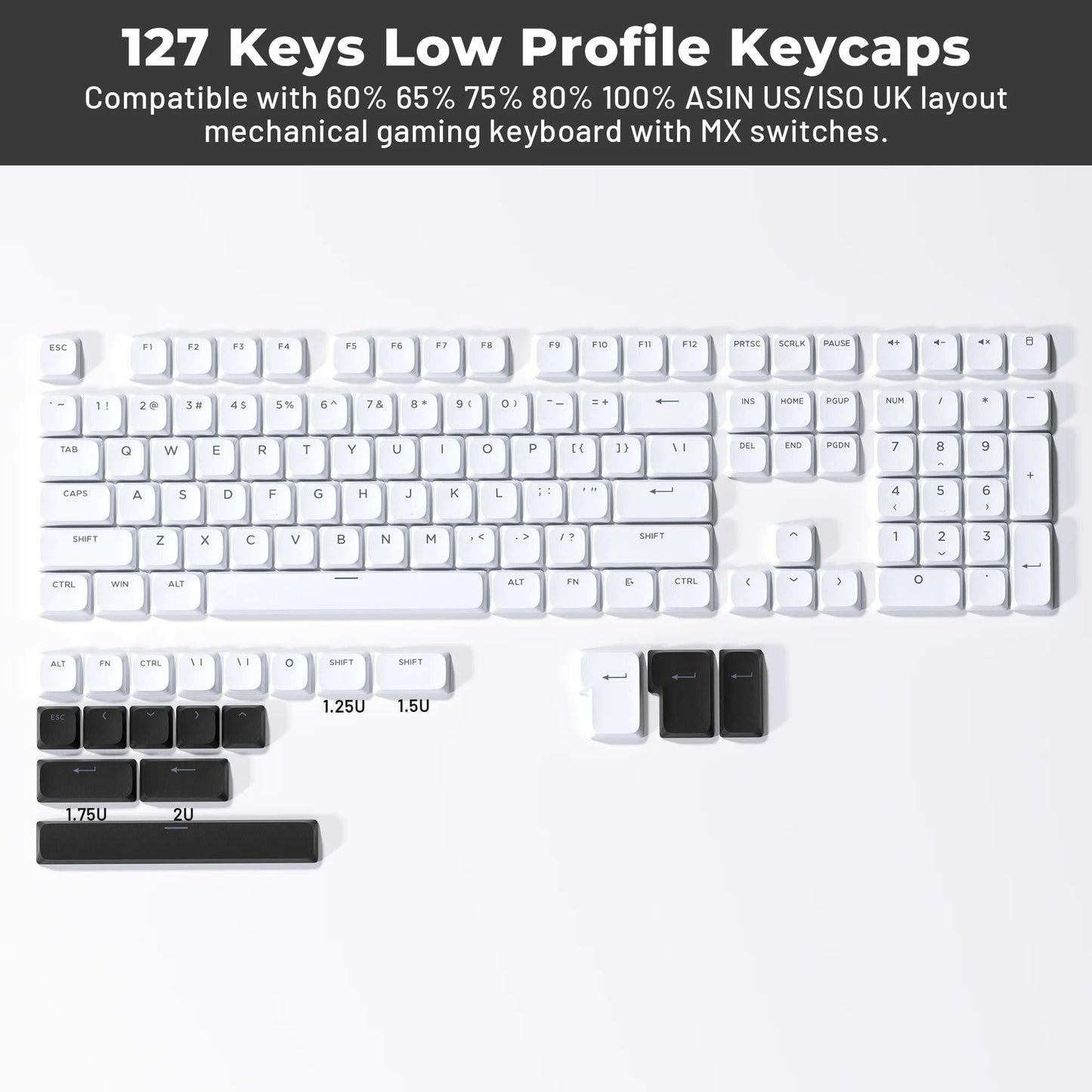 Low Profile Double Shot PBT Keycaps With Shine Through Design For Mechanical Keyboards 6
