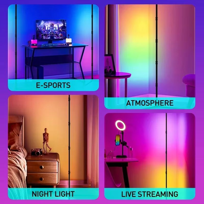 180cm RGBIC Smart Corner Floor Lamp With Tuya App And Remote Control Music Sync Ambient Light 1