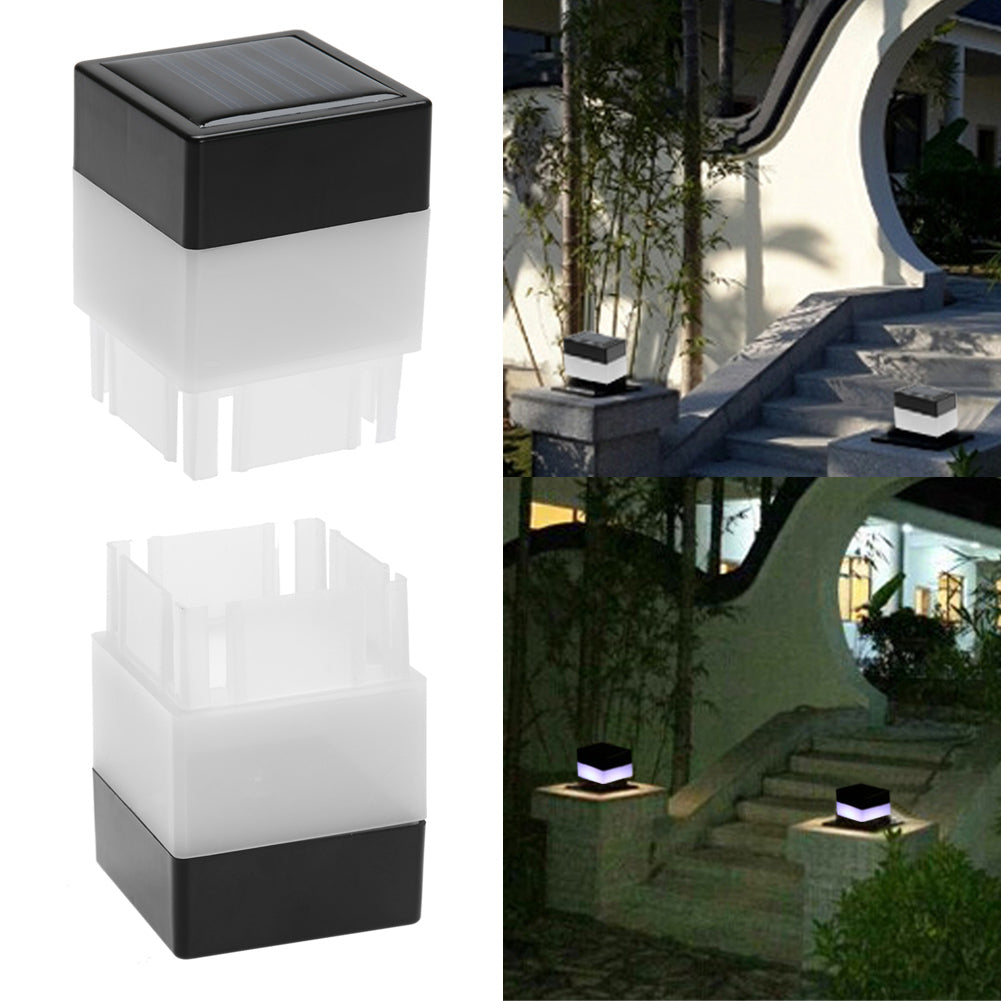 Outdoor Solar Powered Pillar Lamp, LED Column Head Light for Fence, Gate Post, Courtyard Garden Landscape Lighting