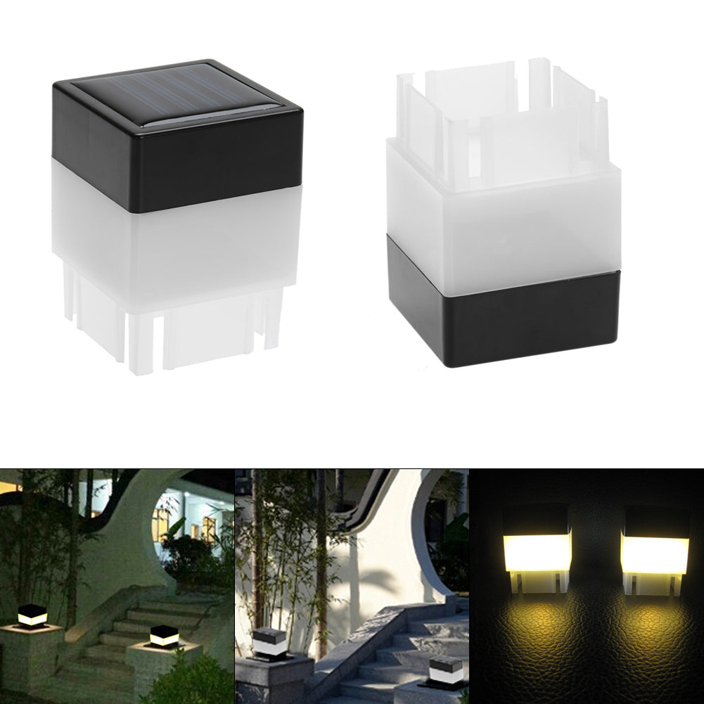 Outdoor Solar Powered Pillar Lamp, LED Column Head Light for Fence, Gate Post, Courtyard Garden Landscape Lighting