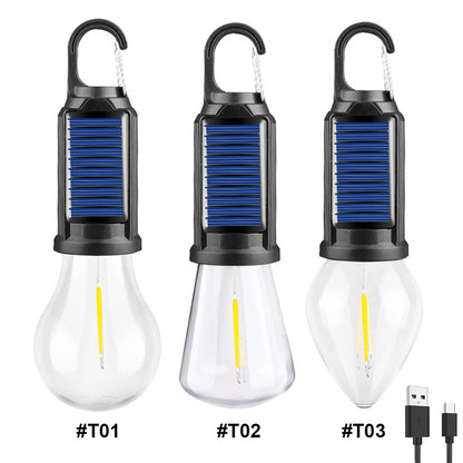 USB Charging LED Lighting Lantern Solar Powered, Waterproof 100LM Camping Lamp, Portable Outdoor BBQ Tent Light