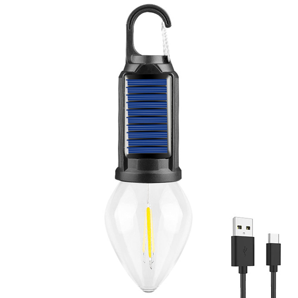USB Charging LED Lighting Lantern Solar Powered, Waterproof 100LM Camping Lamp, Portable Outdoor BBQ Tent Light