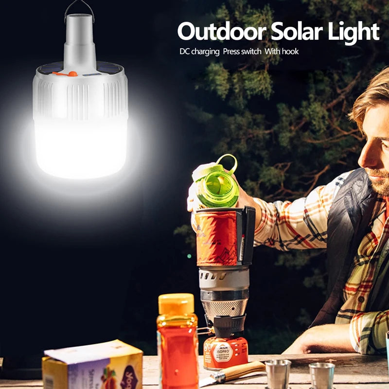 Solar Rechargeable Lanterns Emergency Light, Portable Bulb with Remote Control, Hooks for Camping, Hiking, Outdoor Use