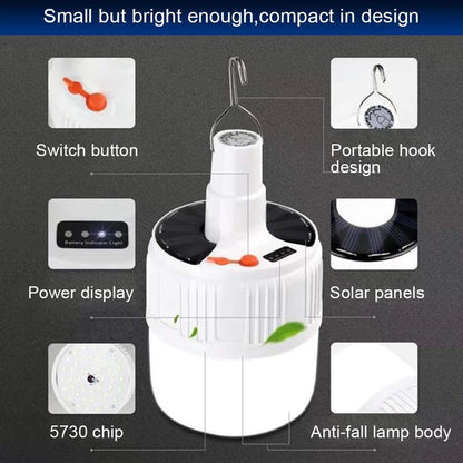 Solar Rechargeable Lanterns Emergency Light, Portable Bulb with Remote Control, Hooks for Camping, Hiking, Outdoor Use