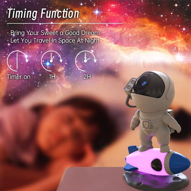 Rocket Astronaut Galaxy Projector Night Light With 13 HD Films Bluetooth Speaker  White Noise 1