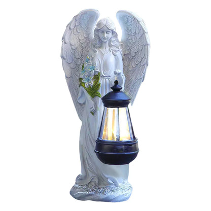 Waterproof Angel Ornament Light Solar Lantern, Fairy Figurine Decor Lamp, Auto On Off Home Garden Decoration
