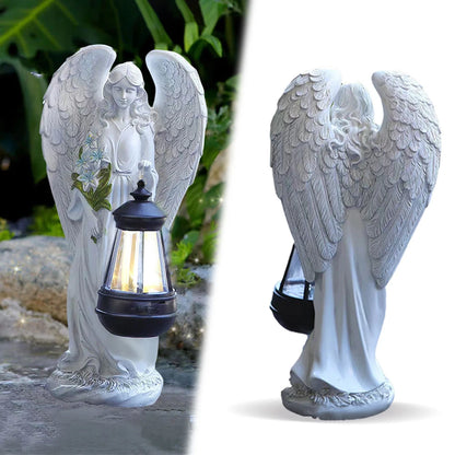 Waterproof Angel Ornament Light Solar Lantern, Fairy Figurine Decor Lamp, Auto On Off Home Garden Decoration