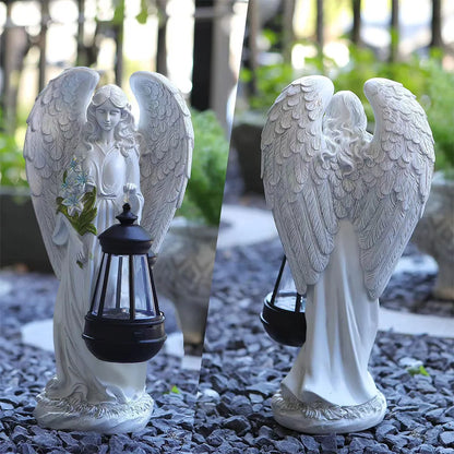 Waterproof Angel Ornament Light Solar Lantern, Fairy Figurine Decor Lamp, Auto On Off Home Garden Decoration