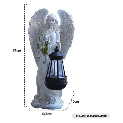 Waterproof Angel Ornament Light Solar Lantern, Fairy Figurine Decor Lamp, Auto On Off Home Garden Decoration