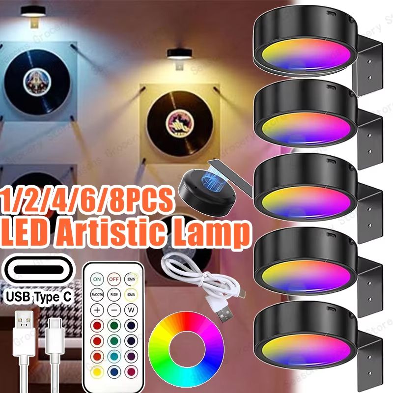 USB Rechargeable Magnetic RGB Wall Art Light – Wireless Display Lamp with Remote & Decorative Modes