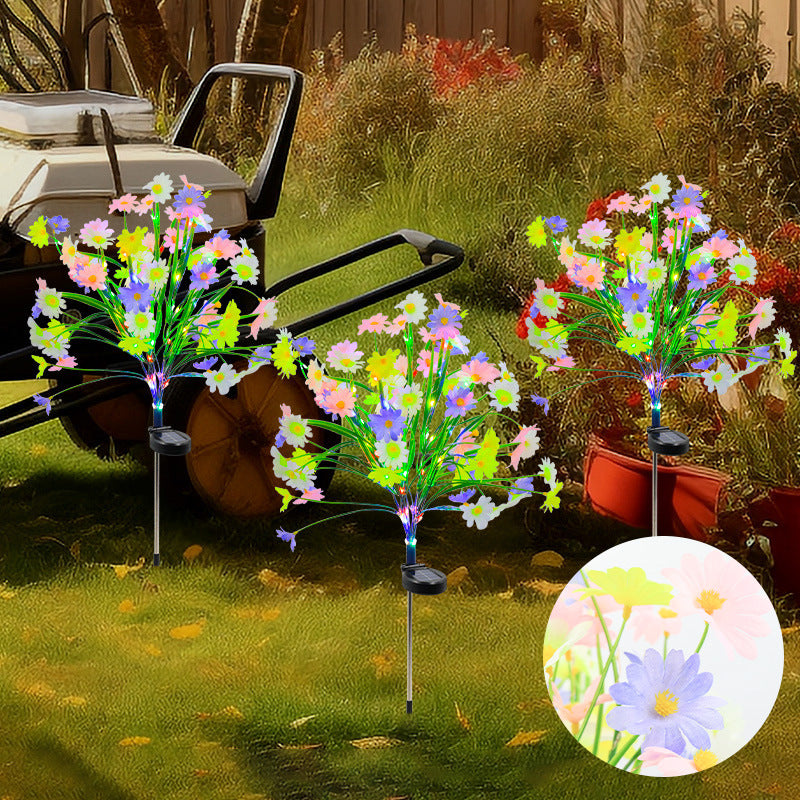 Outdoor Solar Powered Chrysanthemum Lights Yard Decoration, Garden Lighting, Unique Landscape Lamp for Lawn Stakes