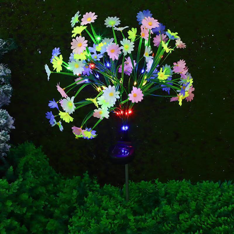 Outdoor Solar Powered Chrysanthemum Lights Yard Decoration, Garden Lighting, Unique Landscape Lamp for Lawn Stakes