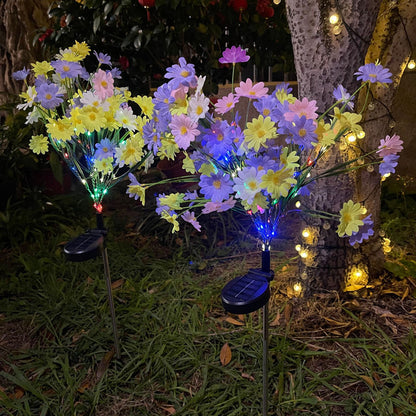 Outdoor Solar Powered Chrysanthemum Lights Yard Decoration, Garden Lighting, Unique Landscape Lamp for Lawn Stakes