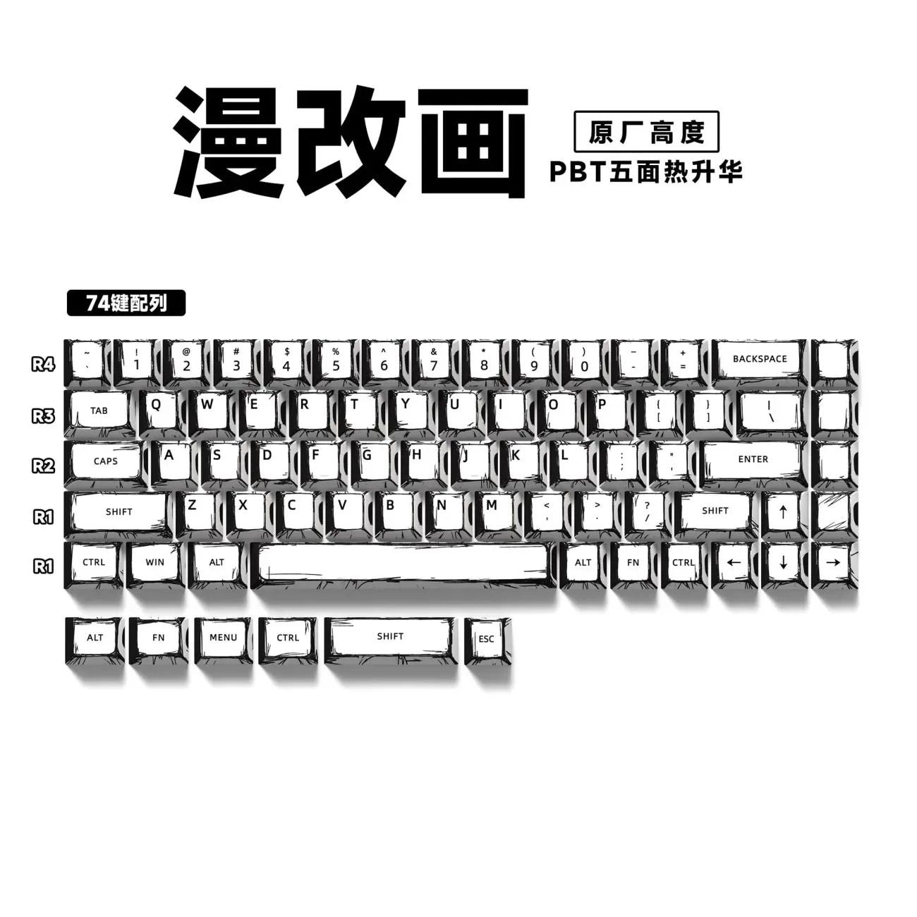 Comic Style PBT Keycap Set For Mechanical Keyboards 151 Keys Cherry Profile 14