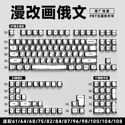 Comic Style PBT Keycap Set For Mechanical Keyboards 151 Keys Cherry Profile 18