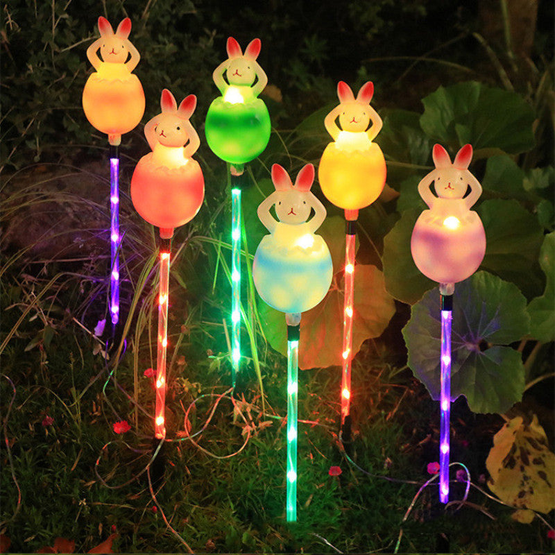 Lovely Rabbit Solar Lights Outdoor Garden Decor Waterproof Holiday Christmas LED Fairy Lights 6pcs Home Decorations
