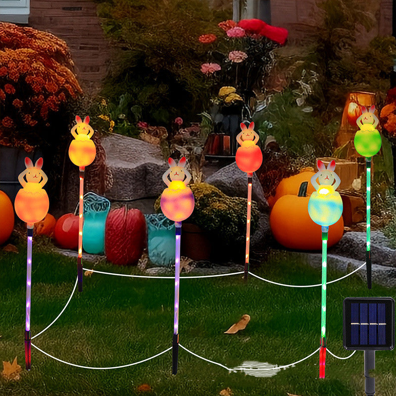 Lovely Rabbit Solar Lights Outdoor Garden Decor Waterproof Holiday Christmas LED Fairy Lights 6pcs Home Decorations