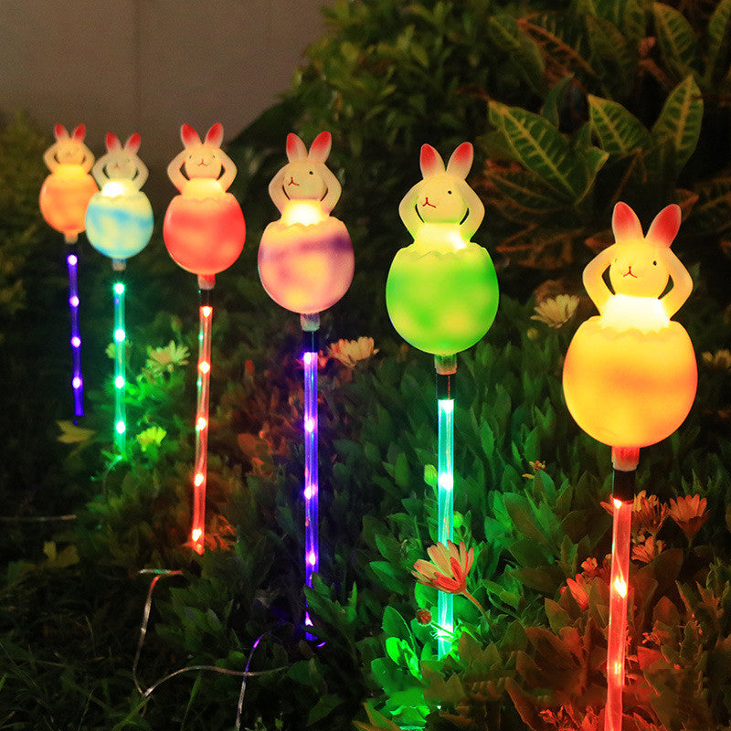 Lovely Rabbit Solar Lights Outdoor Garden Decor Waterproof Holiday Christmas LED Fairy Lights 6pcs Home Decorations