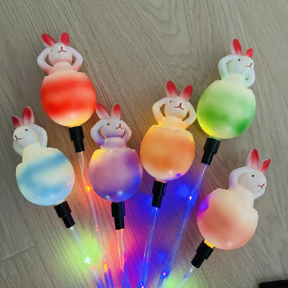 Lovely Rabbit Solar Lights Outdoor Garden Decor Waterproof Holiday Christmas LED Fairy Lights 6pcs Home Decorations