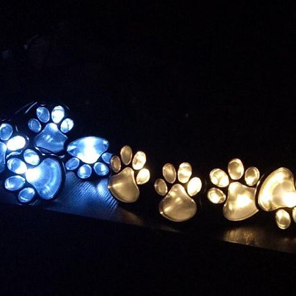 Waterproof Garden Lawn Lamp, Solar Landscape Lights for Yard Patio Path, 4 LED Outdoor Animal Paw Print Stone