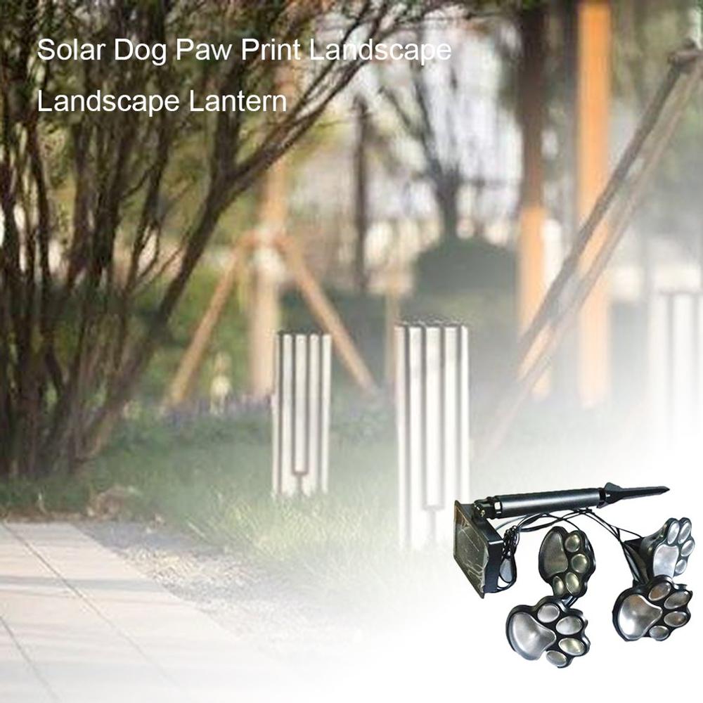 Waterproof Garden Lawn Lamp, Solar Landscape Lights for Yard Patio Path, 4 LED Outdoor Animal Paw Print Stone