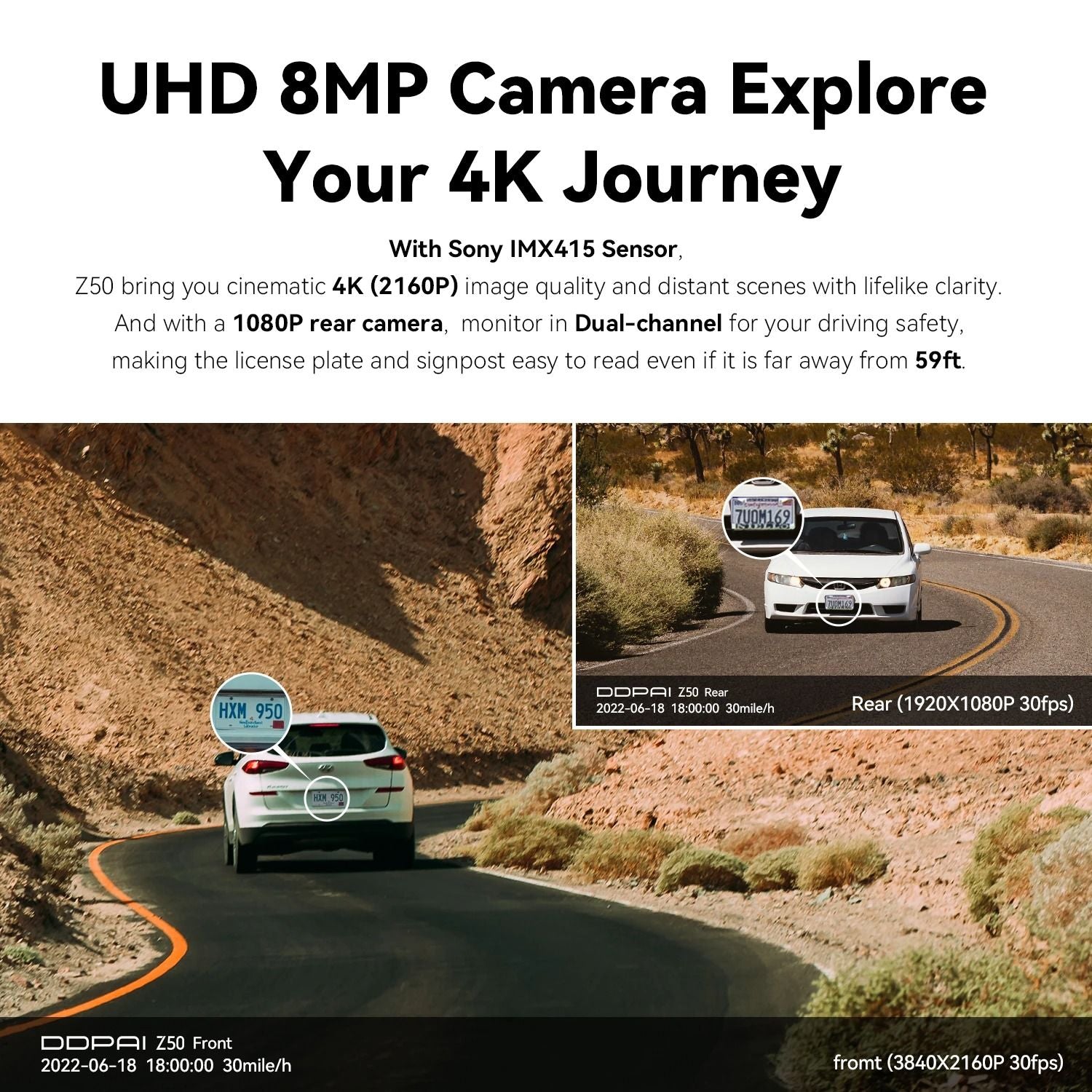 4K Dual Dash Cam With GPS And WiFi For Front And Rear Car Recording 1