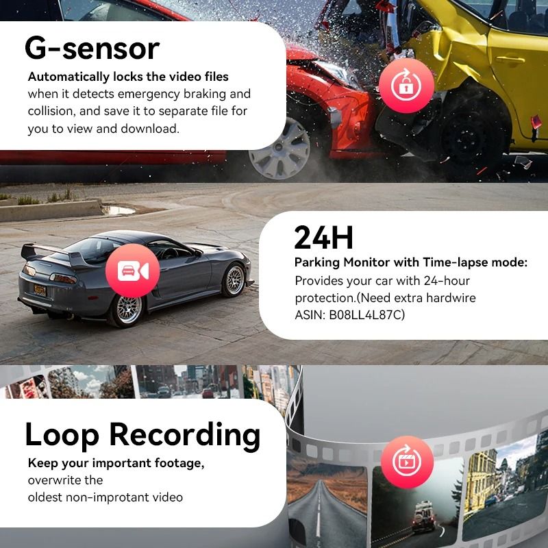 4K Dual Dash Cam With GPS And WiFi For Front And Rear Car Recording 4