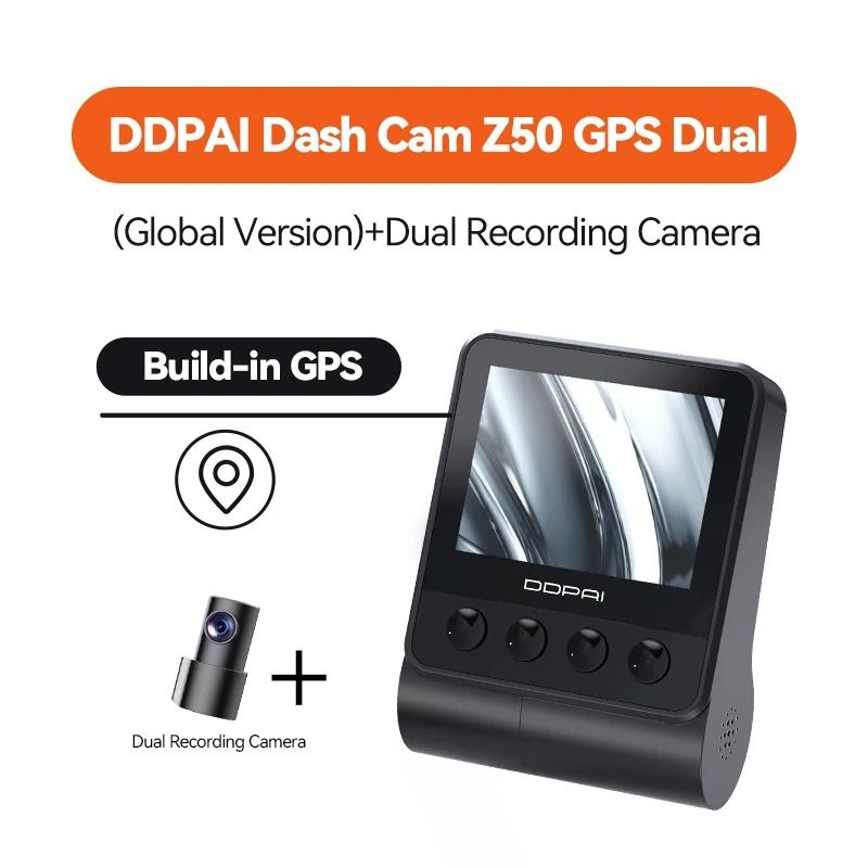 4K Dual Dash Cam with GPS and WiFi for Front and Rear Car Recording