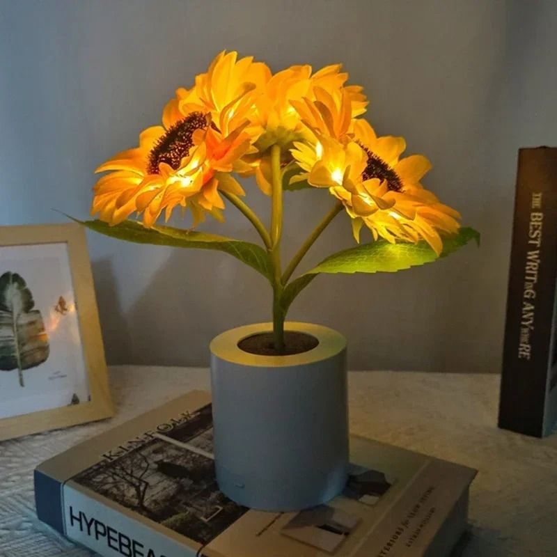 Rechargeable Sunflower LED Night Light for Bedroom and Desk Decoration