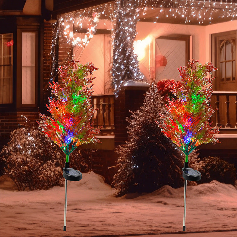 Christmas Cypress Solar Pine Lights, Waterproof Garden Stake Light, Outdoor Decor Floral Ambiance Lighting
