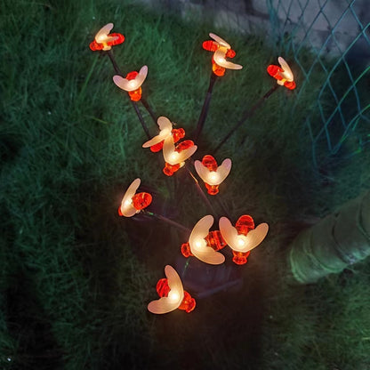 LED Bees Solar-Powered Lights Outdoor, Garden Light Warm White, Pathway Decorative Lamp for Lawn Yard Landscape