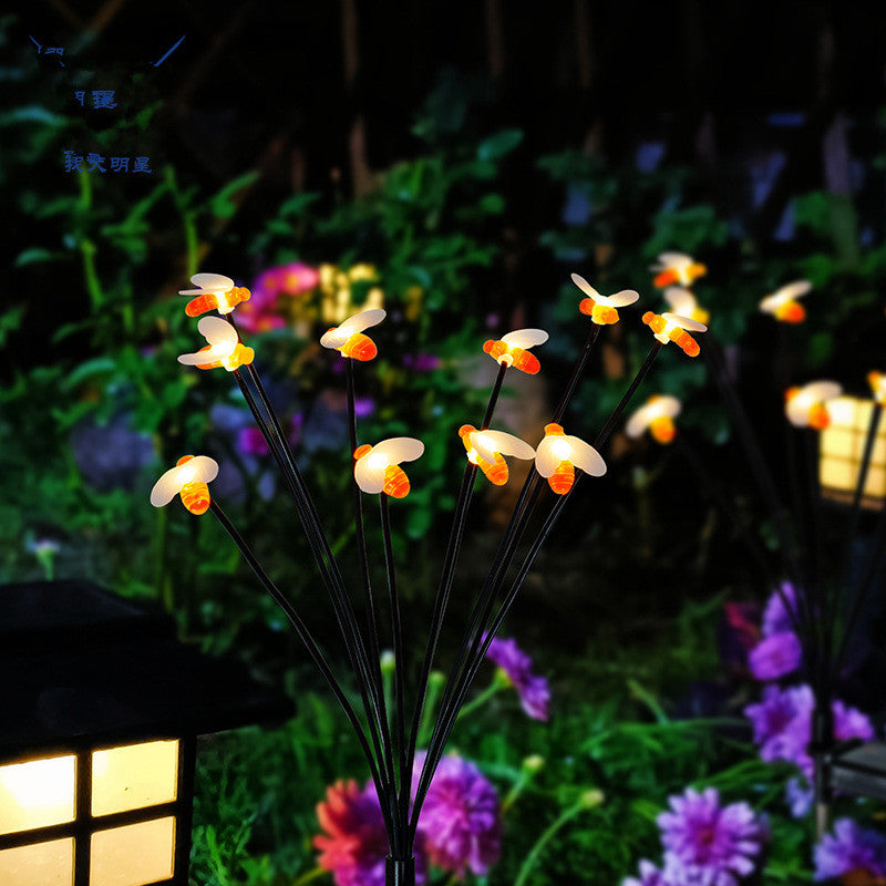 LED Bees Solar-Powered Lights Outdoor, Garden Light Warm White, Pathway Decorative Lamp for Lawn Yard Landscape