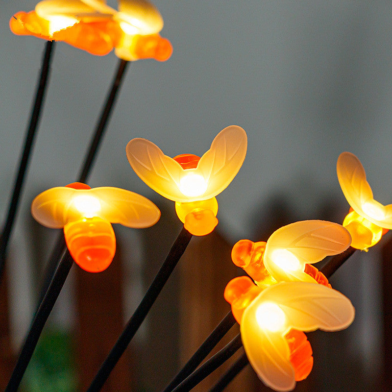 LED Bees Solar-Powered Lights Outdoor, Garden Light Warm White, Pathway Decorative Lamp for Lawn Yard Landscape