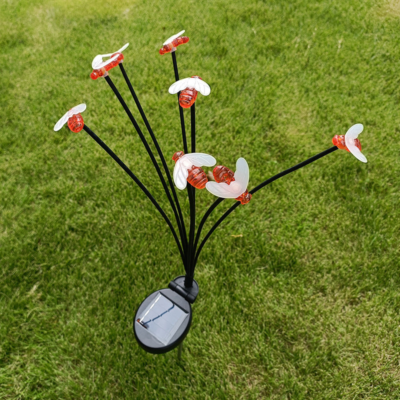 LED Bees Solar-Powered Lights Outdoor, Garden Light Warm White, Pathway Decorative Lamp for Lawn Yard Landscape