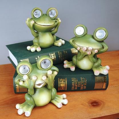 Solar Frog Lamp Portable Garden Resin Statue, Outdoor Yard Decor Lighting, Frog Craft Ornament Ground Solar Lights