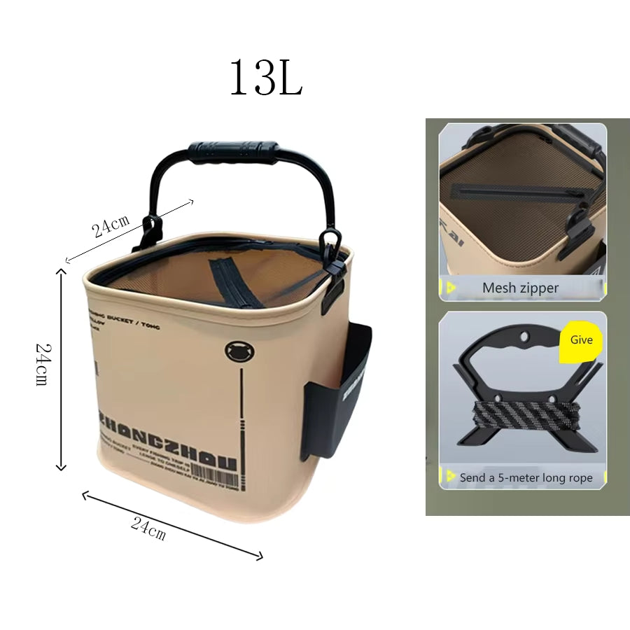 Foldable Fishing Bucket,Waterproof Collapsible Camping Bucket,Durable EVA Material with Comfortable Handle,& Fish Storag