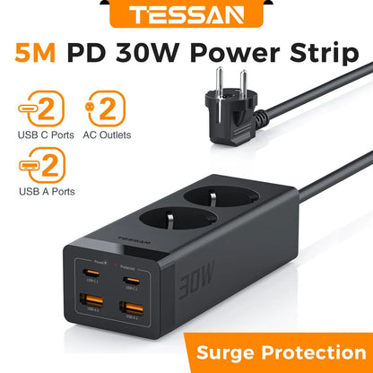 30W GaN Power Strip With USB C And Surge Protection For Home And Office 6