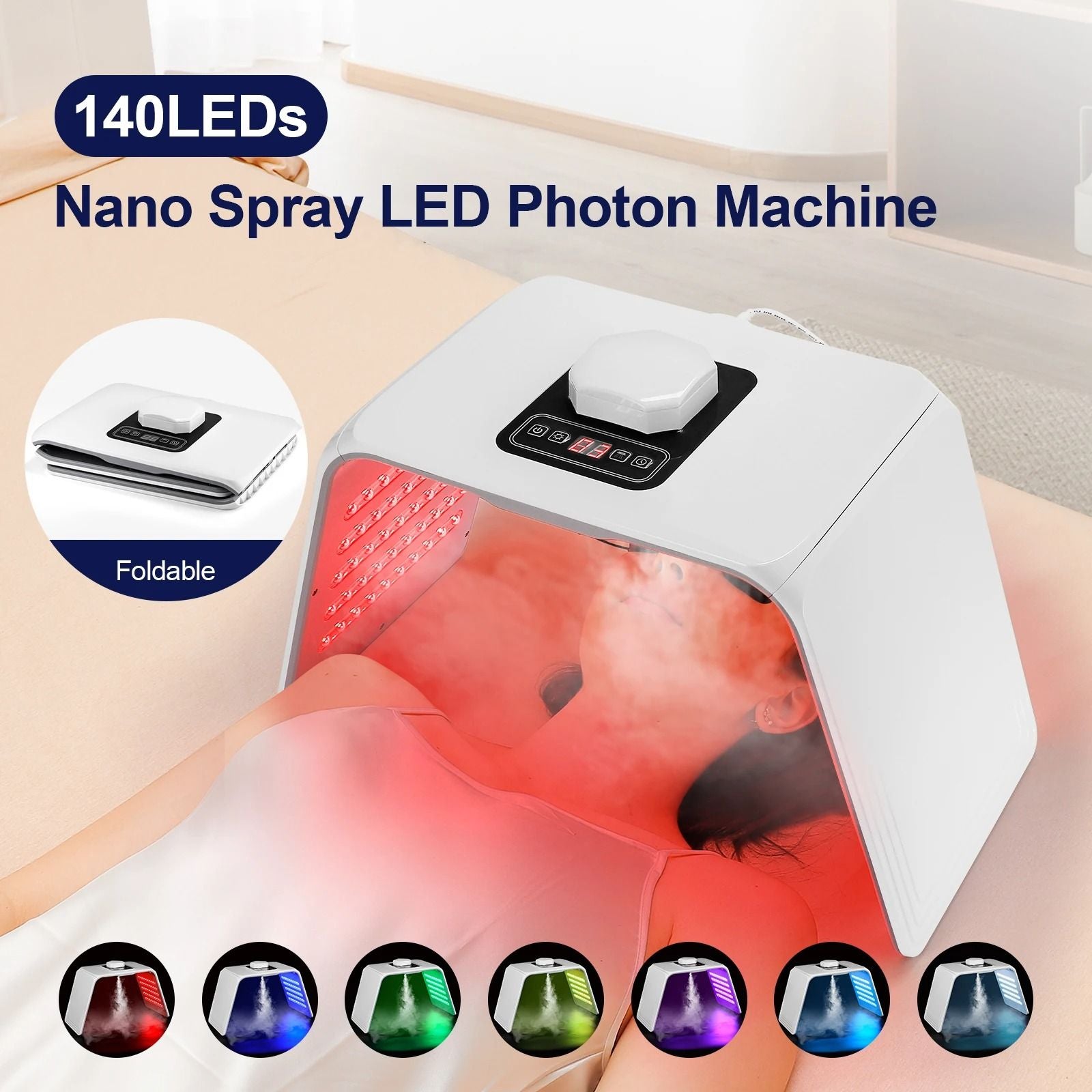 LED Photon Facial Therapy Machine with Nano Spray for Anti Aging and Skin Rejuvenation
