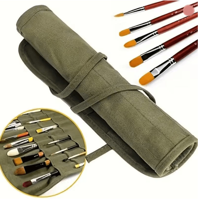 ArtRoll Canvas Brush Storage Bag 22 Slot Roll Up Brush Case