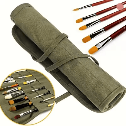 ArtRoll Canvas Brush Storage Bag 22 Slot Roll Up Brush Case
