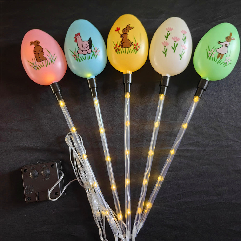 Waterproof Outdoor Garden Yard Pathway Light, 5pcs Solar Easter Egg Lawn Lights, 8 Modes Easter Decoration Solar Set