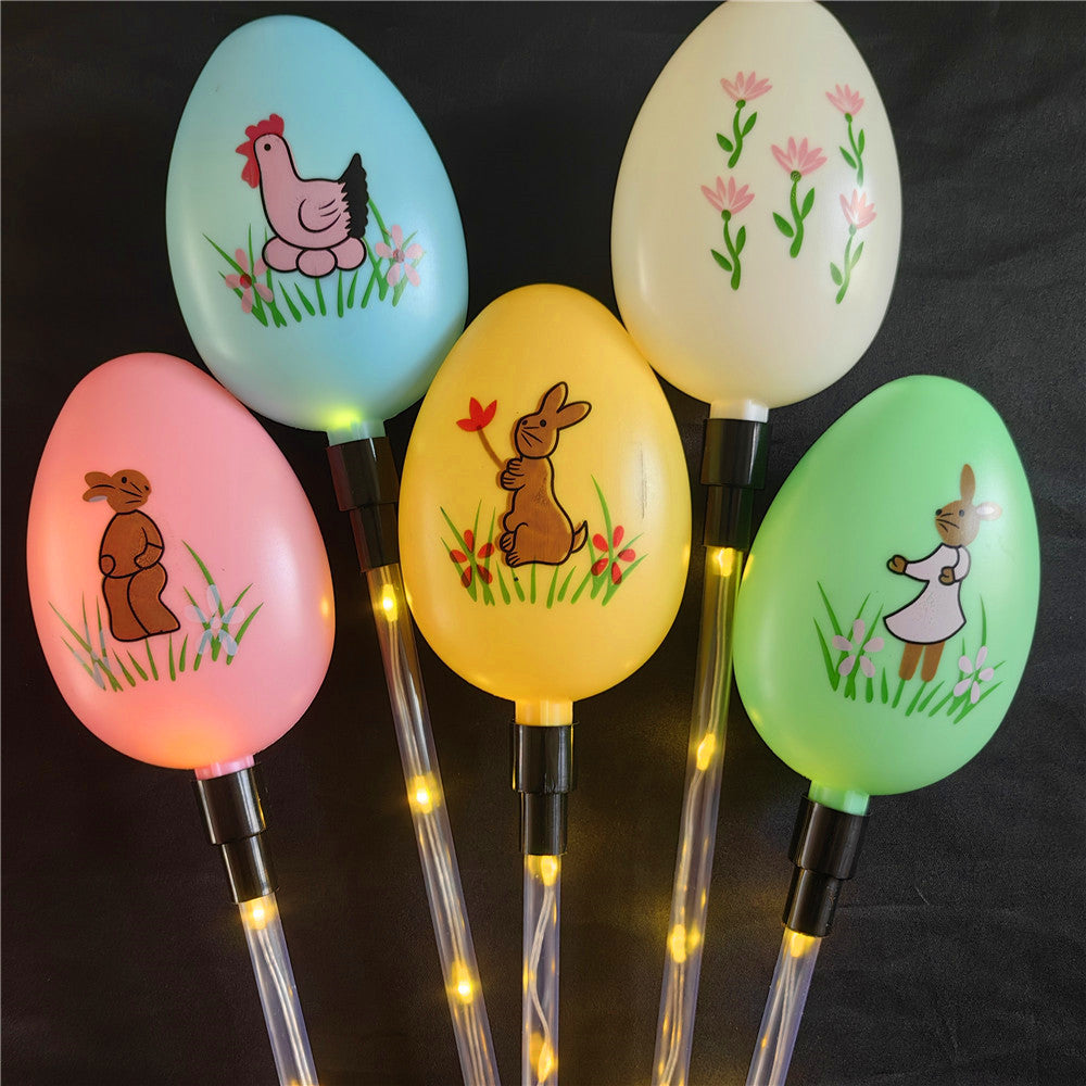 Waterproof Outdoor Garden Yard Pathway Light, 5pcs Solar Easter Egg Lawn Lights, 8 Modes Easter Decoration Solar Set