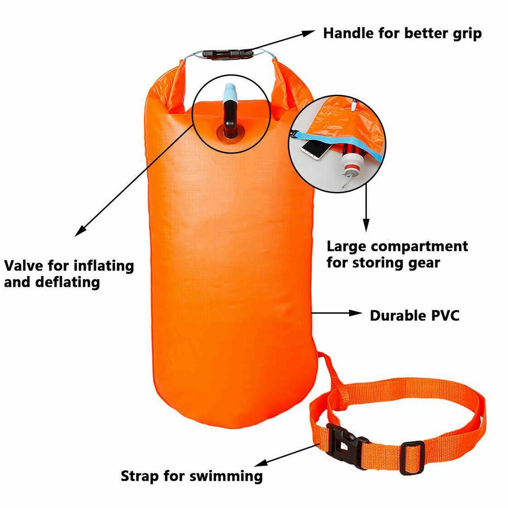 Inflatable Open Swimming Buoy Tow Float Dry Bag Double Air Bag With Waist Belt For Water Sports  Sa 4