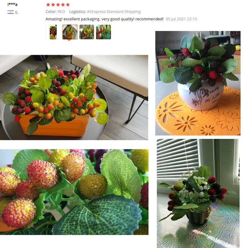 BerryJoy 9 Head Artificial Strawberry Plant Pot  Realistic Strawberry Potted Decoration For Wedding 5