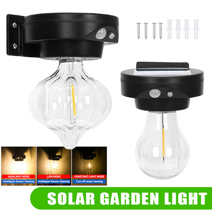 Outdoor LED Super Bright Solar Tungsten Bulb Light Household Waterproof Human Sensing Courtyard Wall Lamp Lighting Street Lamp