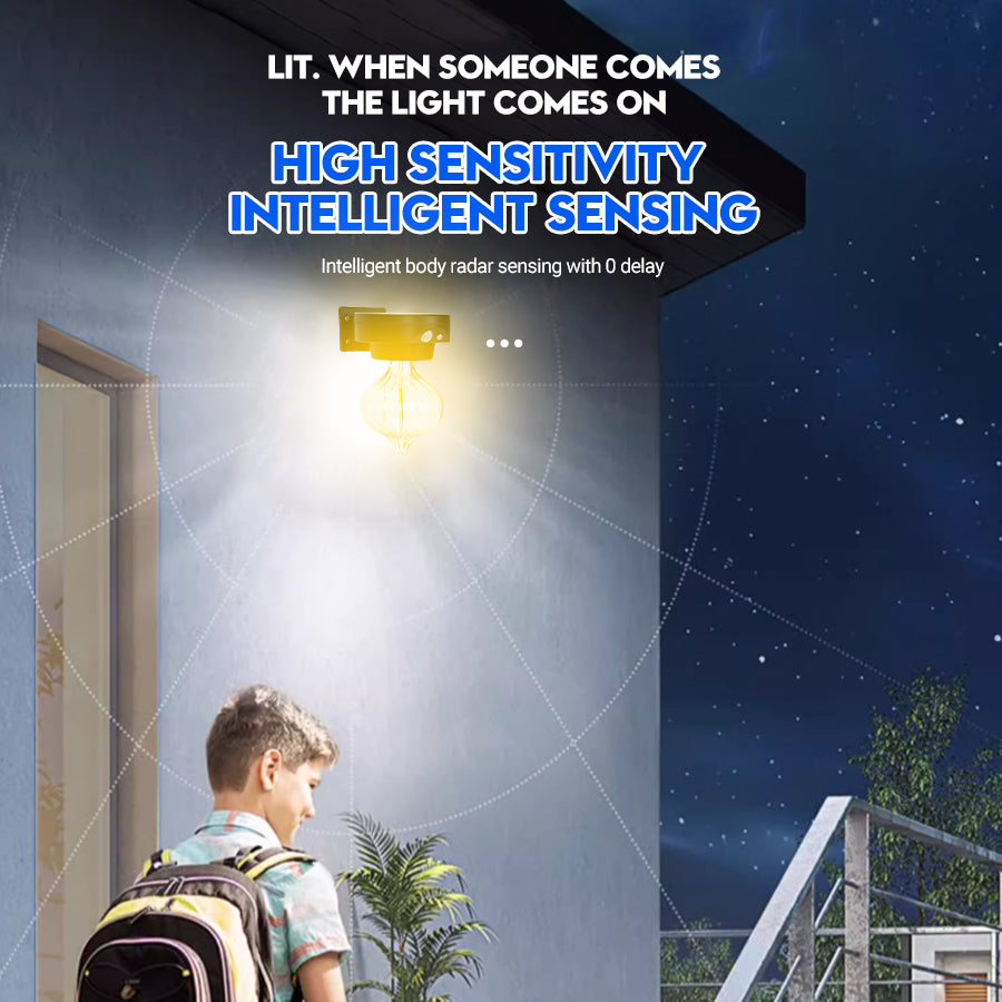 Outdoor LED Super Bright Solar Tungsten Bulb Light Household Waterproof Human Sensing Courtyard Wall Lamp Lighting Street Lamp
