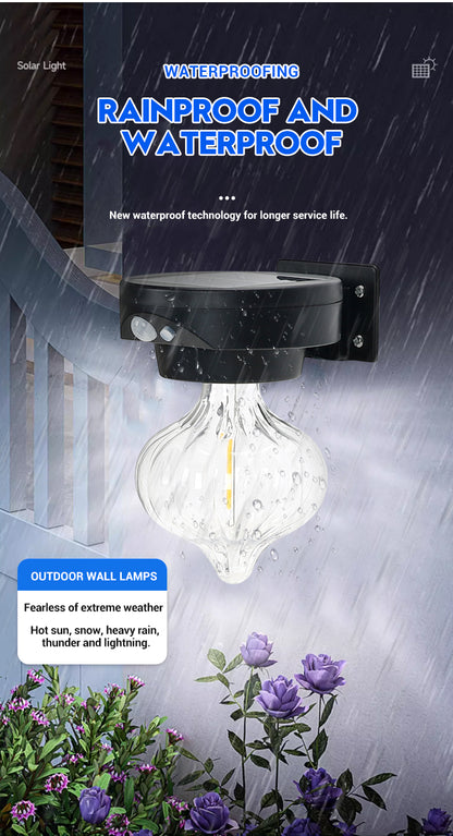 Outdoor LED Super Bright Solar Tungsten Bulb Light Household Waterproof Human Sensing Courtyard Wall Lamp Lighting Street Lamp
